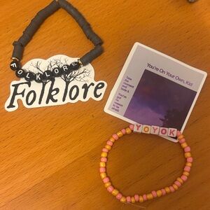 Taylor swift folklore and midnights inspired bracelets and stickers